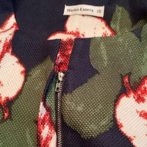 Marina Kaneva blue & red blouse size 10 - Picture 3 of 8